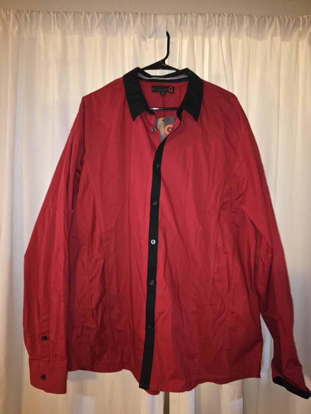 G by Guess Red Button-Up Shirt Jacket with Black Trim
